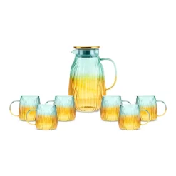 Karaca Jolie 7-Piece Tumbler Glass Set, Yellow Green