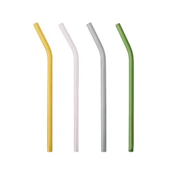 Karaca Joy Glass Straw, 4 Piece, 10cm, Multi