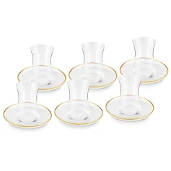 Karaca Juliet 12-Piece Turkish Tea Set for 6 People, 170ml, Gold