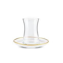 Karaca Juliet 12-Piece Turkish Tea Set for 6 People, 170ml, Gold
