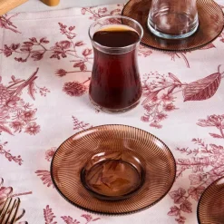 Karaca Juliet 12-Piece Turkish Tea Set for 6 People, Brown
