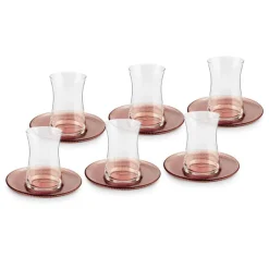 Karaca Juliet 12-Piece Turkish Tea Set for 6 People, Brown