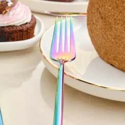 Karaca Jupiter 30-Piece Stainless Steel Cutlery Set for 6 People, Shiny Rainbow