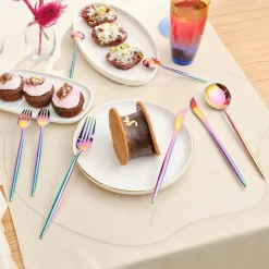 Karaca Jupiter 30-Piece Stainless Steel Cutlery Set for 6 People, Shiny Rainbow