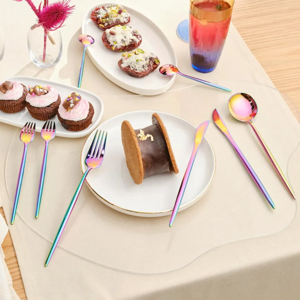 Karaca Jupiter 30-Piece Stainless Steel Cutlery Set for 6 People, Shiny Rainbow