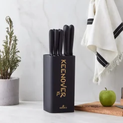 Karaca Keenover 9 Piece Knife Block Set, Black