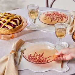 Karaca Lavander 7-Piece Serveware Set for 6 People, Red