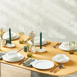 Karaca Lea 18-Piece Bone China Dinner Set for 6 People, White Black