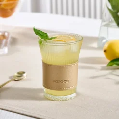 Karaca Leather Cool Touch Latte Coffee Glass, 210 Ml, Gold