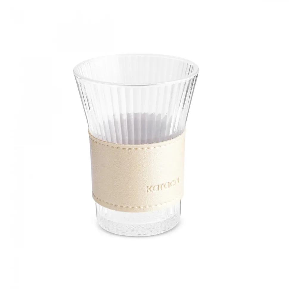 Karaca Leather Cool Touch Latte Coffee Glass, 210 Ml, Gold