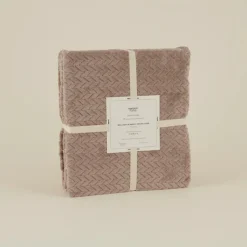 Karaca Leaves Wellsoft Blanket, Double, 200x220cm, Stone
