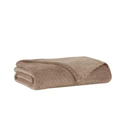 Karaca Leaves Wellsoft Blanket, Single, 150x200cm, Stone