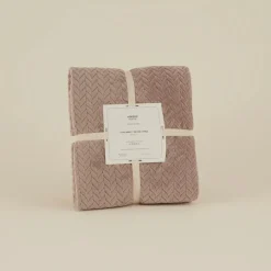 Karaca Leaves Wellsoft Blanket, 130x150cm, Stone