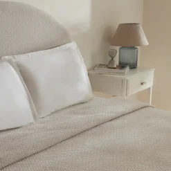 Karaca Leaves Wellsoft Blanket, Double, 200x220cm, Light Grey