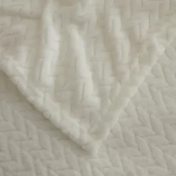 Karaca Leaves Wellsoft Blanket, Single, 150x200cm, White