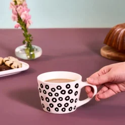 Karaca Linda Patterned Porcelain Mug, 350ml, Black
