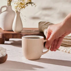 Karaca Lisa Basic Bone China Mug, 360ml, Cream
