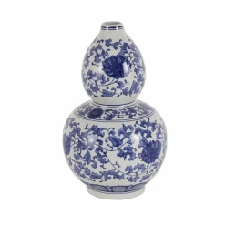 Karaca Lisbon Ceramic Vase, 21cm, White Blue