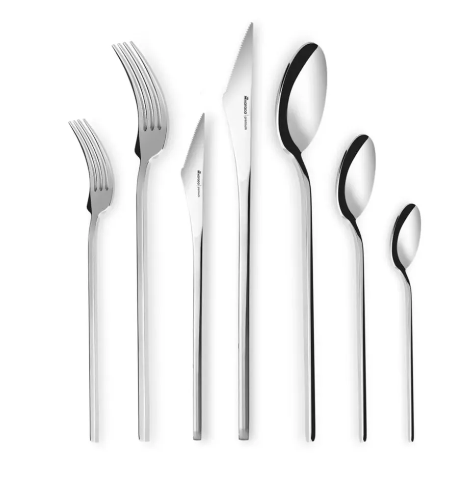 Karaca Look 84-Piece 316+ Stainless Steel Cutlery Set for 12 People, Silver