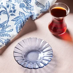Karaca Luna 12-Piece Turkish Tea Set for 6 People, 130ml, Light Blue