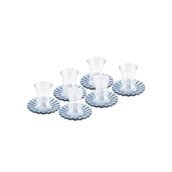 Karaca Luna 12-Piece Turkish Tea Set for 6 People, 130ml, Light Blue