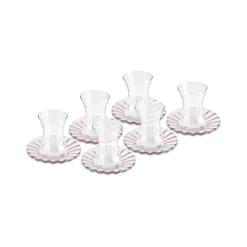 Karaca Luna 12-Piece Turkish Tea Set for 6 People, 130ml, Light Brown