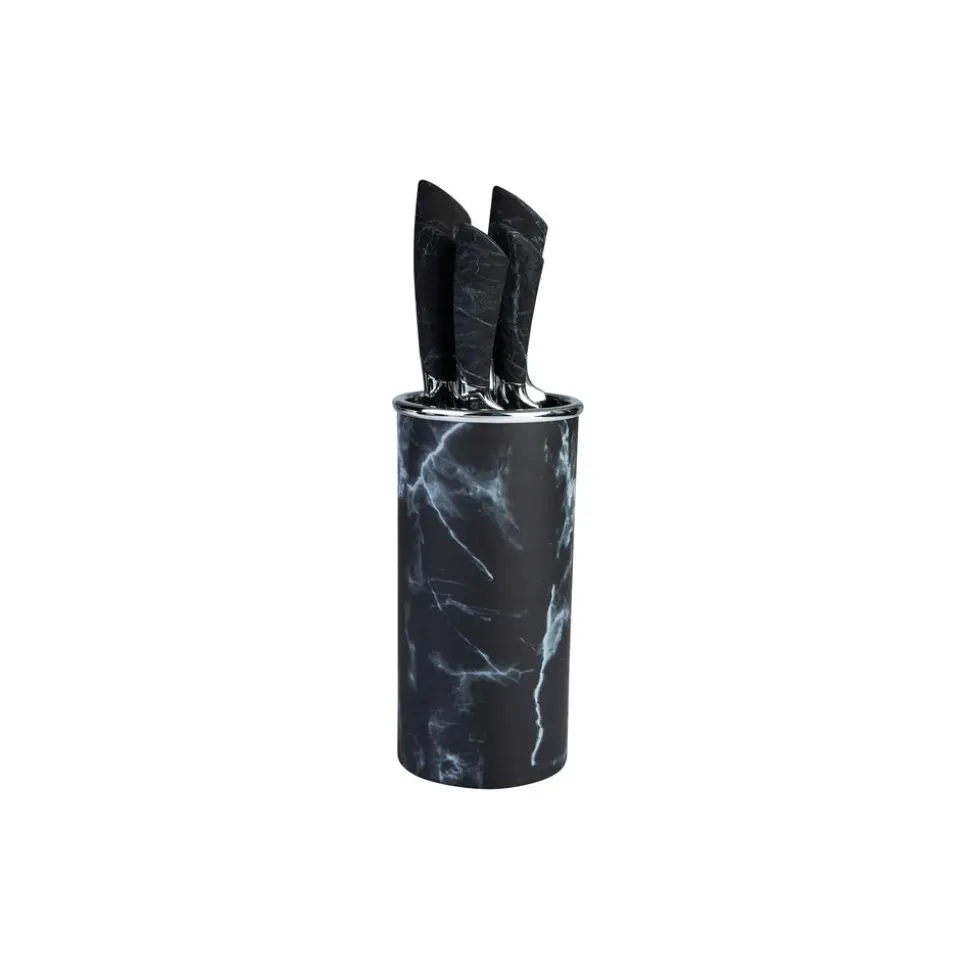 Karaca Marble 5 Piece Knife Block Set, Black