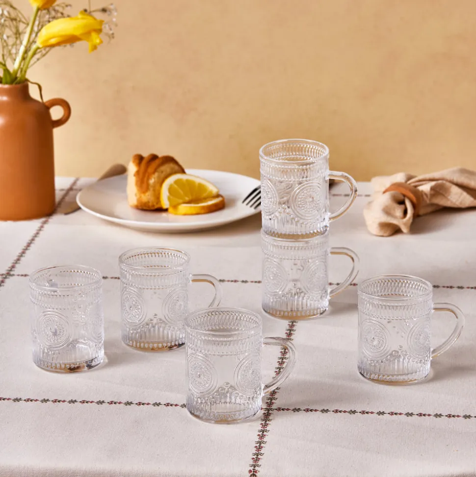 Karaca Margo 6-Piece Glass Turkish Tea Set for 6 People, 155ml, Transparent