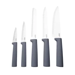 Karaca Massimo 12-Piece Knife Block Set, Chopping Board and Kitchen Utensil Set, Anthracite