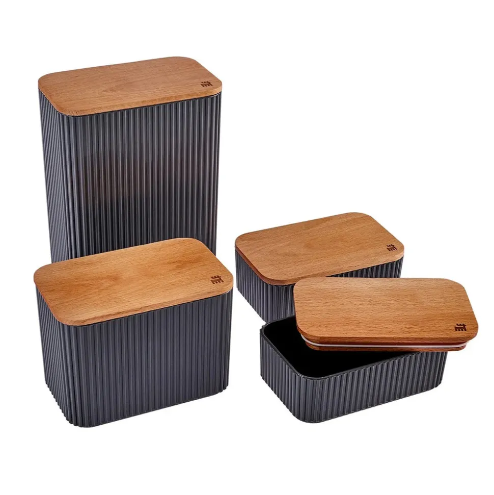 Karaca Massimo 4-Piece Plastic Storage Container Set, 5L, Anthracite