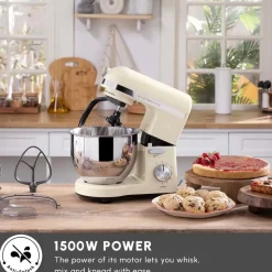 Karaca Mastermaid Chef Pro Zero Side Tech Stand Mixer, 5L, 1500W, Soft Cream