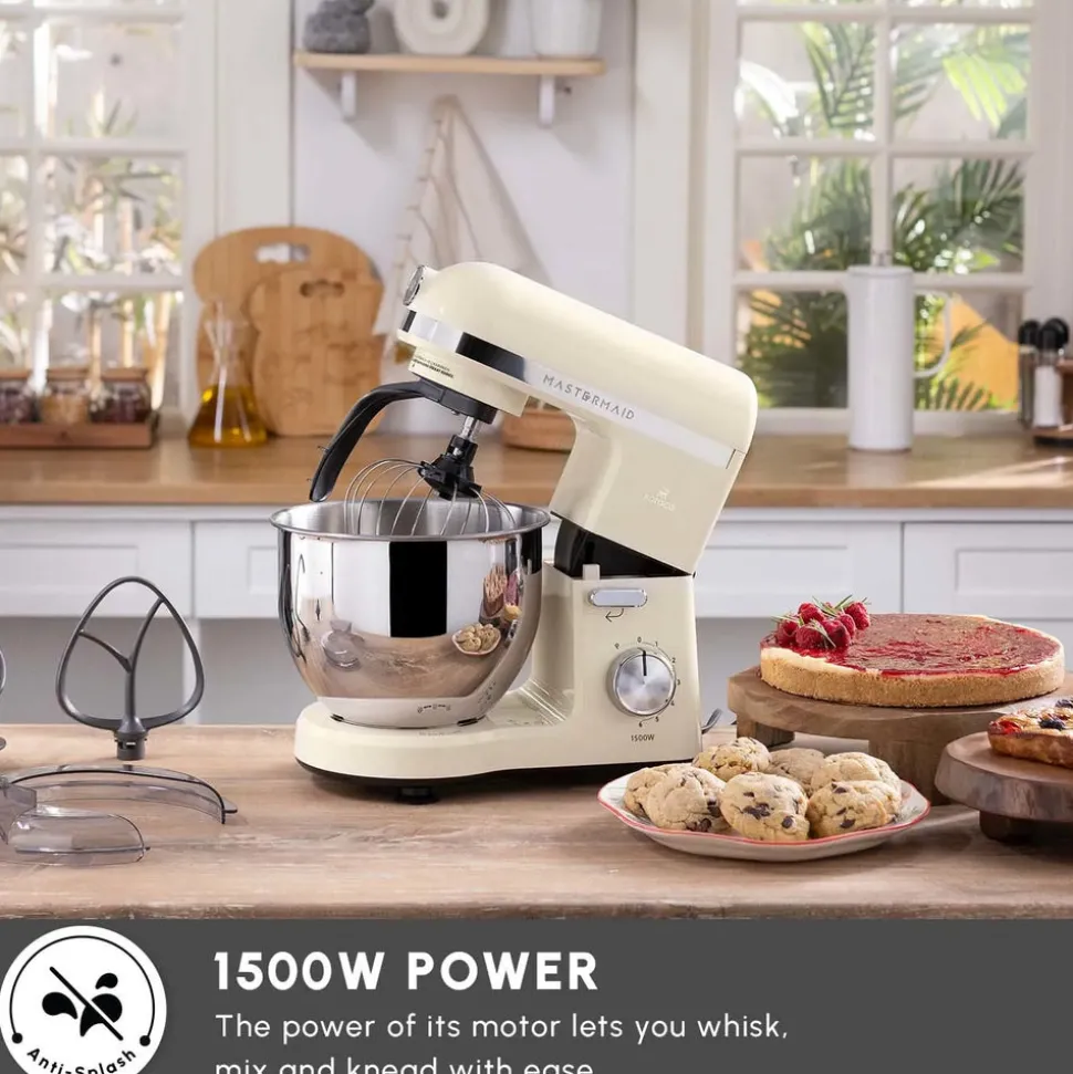 Karaca Mastermaid Chef Pro Zero Side Tech Stand Mixer, 5L, 1500W, Soft Cream