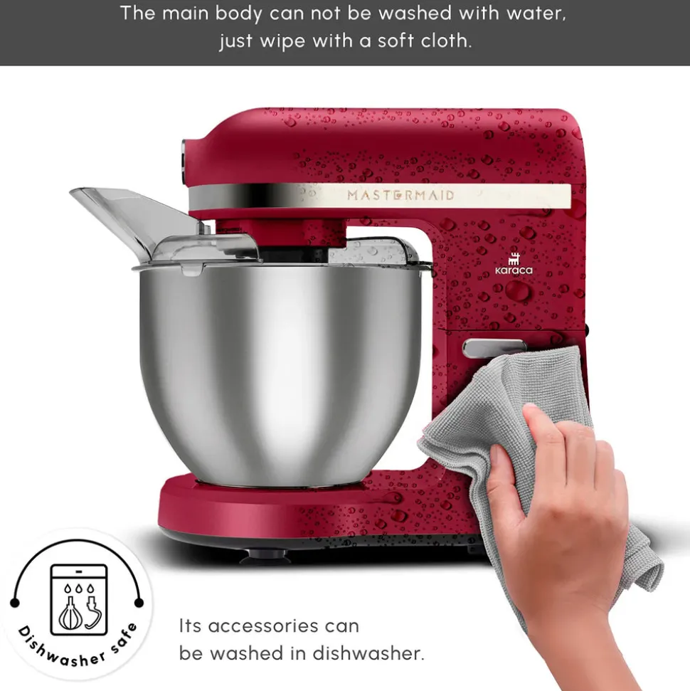 Karaca Mastermaid Chef Pro Zero Side Tech Stand Mixer, 5L, 1500W, Red