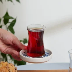 Karaca Mavili 6-Piece Turkish Tea Set for 6 People, 170ml