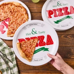 Karaca Milano 5-Piece Porcelain Pizza Serving Platter Set for 4 People, White Multi