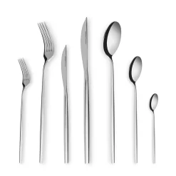 Karaca Mild 84-Piece 316+ Stainless Steel Cutlery Set for 12 People, Silver