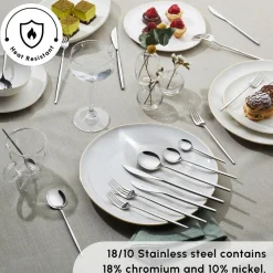 Karaca Mild 84-Piece 316+ Stainless Steel Cutlery Set for 12 People, Silver