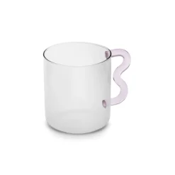 Karaca Miracle Glass Mug, 450ml, Anthracite Pink Zigzag