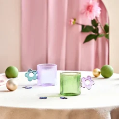 Karaca Miracle Glass Mug, 360ml, Blue Flower