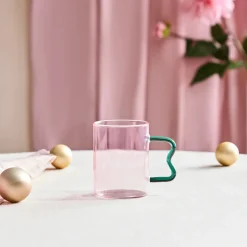 Karaca Miracle Glass Mug, 450ml, Green Zigzag