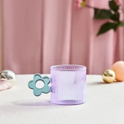 Karaca Miracle Glass Mug, 360ml, Green Flower