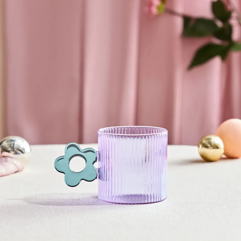 Karaca Miracle Glass Mug, 360ml, Green Flower