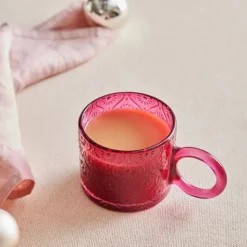 Karaca Miracle Glass Mug, 240ml, Pink Circle