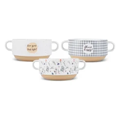 Karaca Monet Flower 3-Piece Stoneware Cereal/Soup Bowl, 460ml, Multi