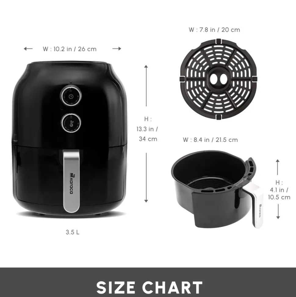 Karaca Multifry Single Pan Air Fryer, 3.5L, 1300W, Black