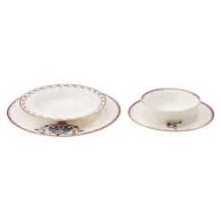 Karaca Nakkaş 24-Piece Bone China Dinner Set for 6 People, White Multi