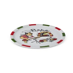Karaca Napoly 5-Piece Porcelain Pizza Set for 4 People, White Multi