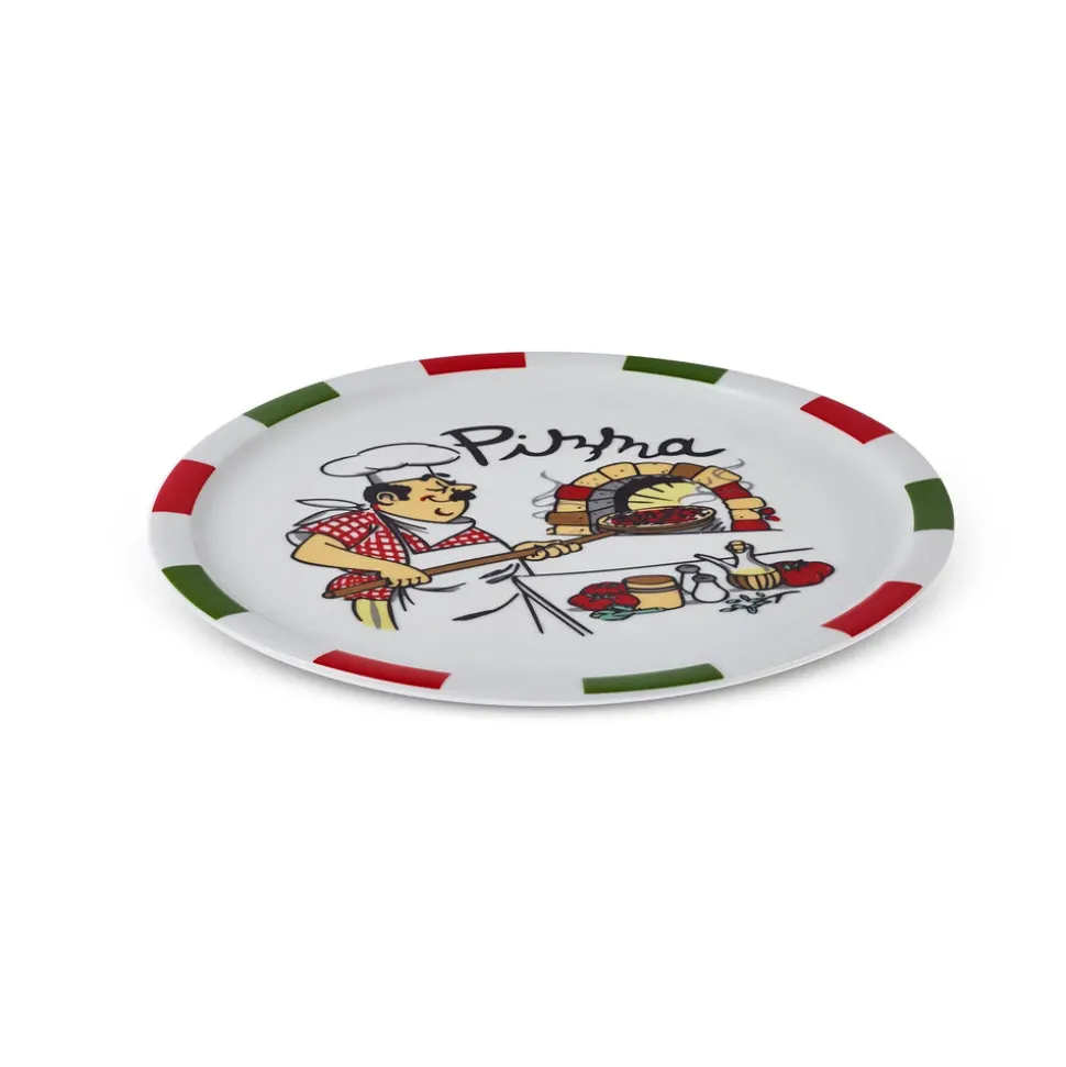 Karaca Napoly 5-Piece Porcelain Pizza Set for 4 People, White Multi