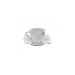 Karaca Nazende 12 Piece Porcelain Espresso Turkish Coffee Cup Set for 6 People, 80ml, White Platinum