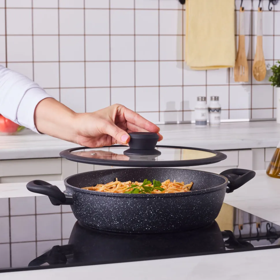 Karaca Nebula Granite 7-Piece Non-Stick Induction Cookware Set, Black
